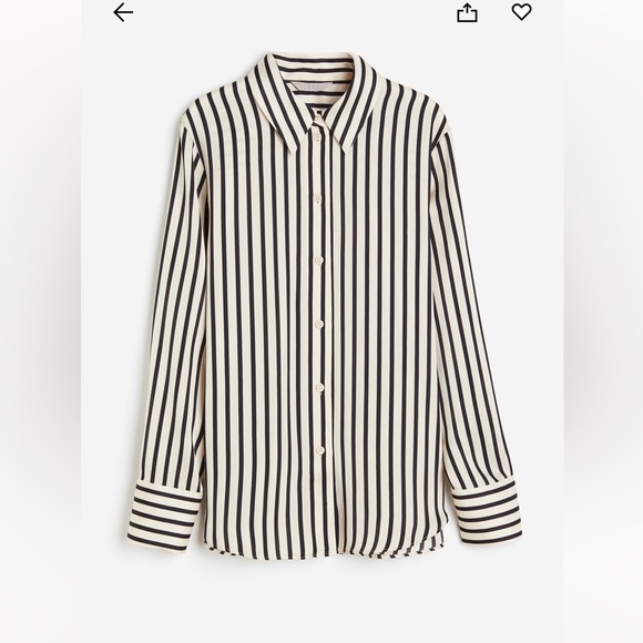 H&M Striped Black&White Business Casual Polyester Button Down Size Small - Picture 1 of 5